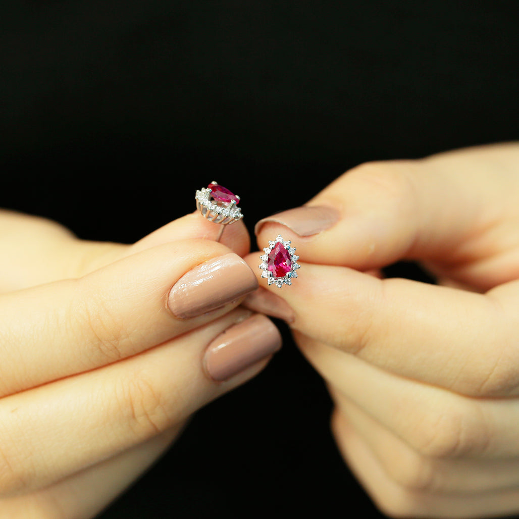 Diamond Teardrop Ruby Entourage Earrings
