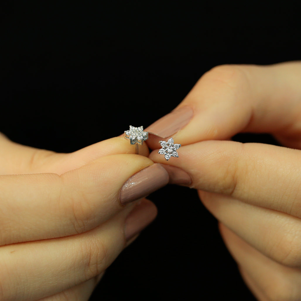 Diamond Flower Earrings
