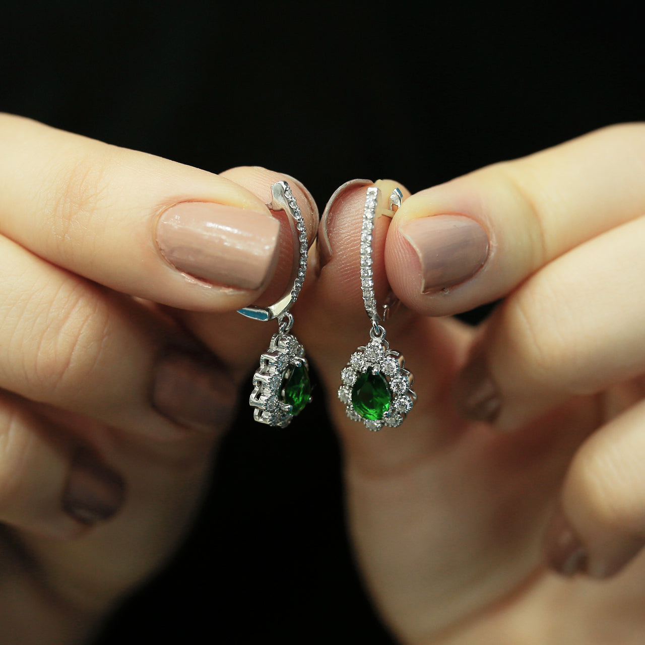 Diamond Teardrop Emerald Entourage Earrings