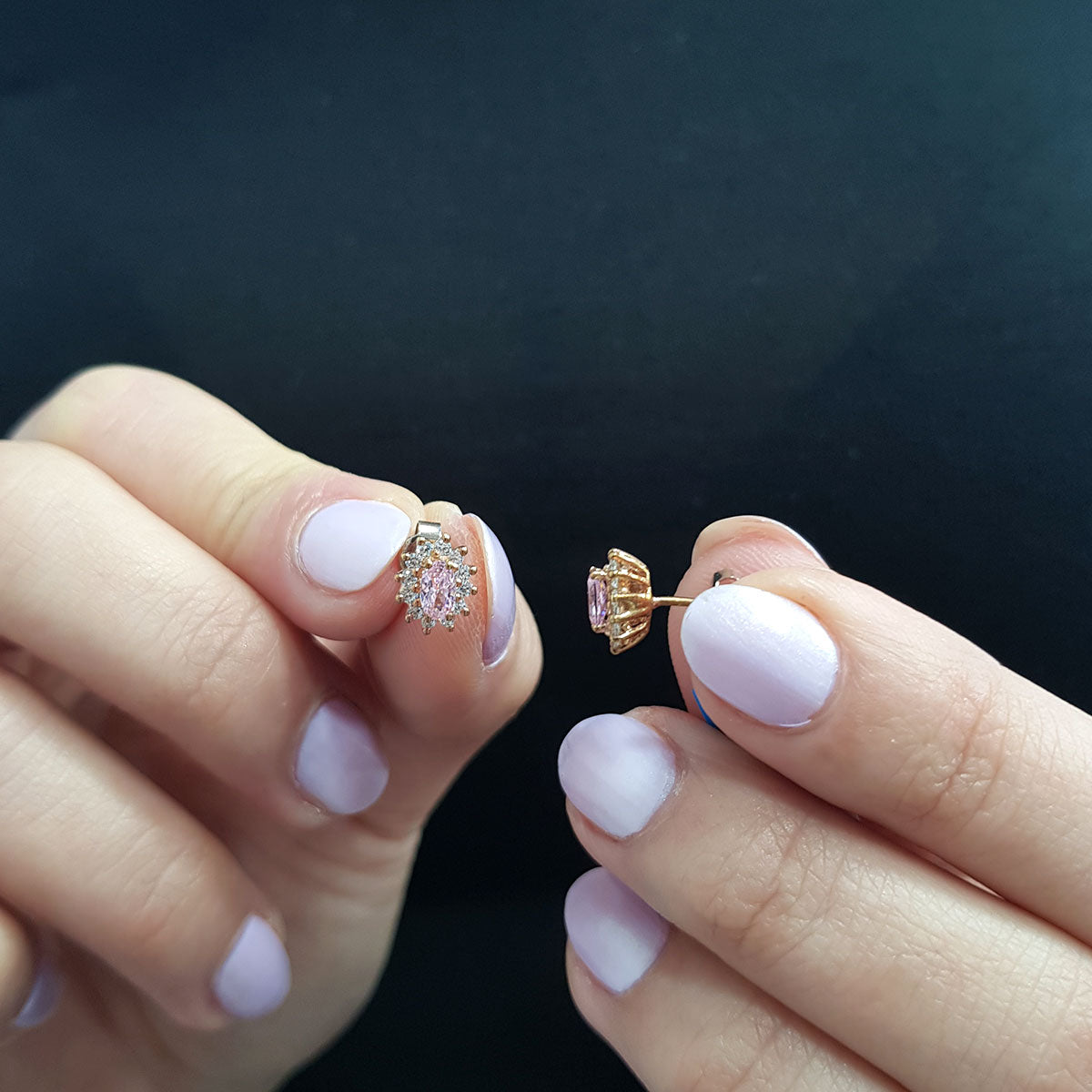 Diamond Oval Morganite Entourage Earrings