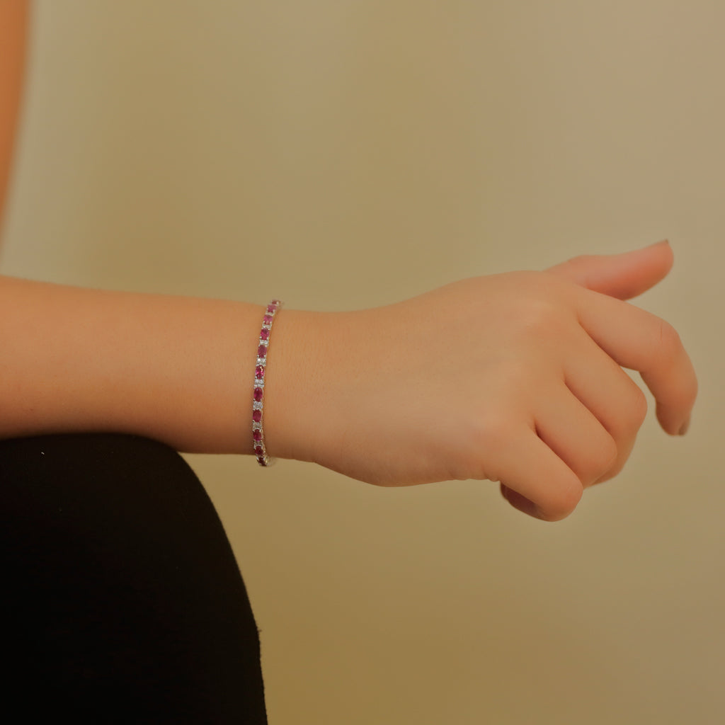 Diamond Oval Ruby Bracelet