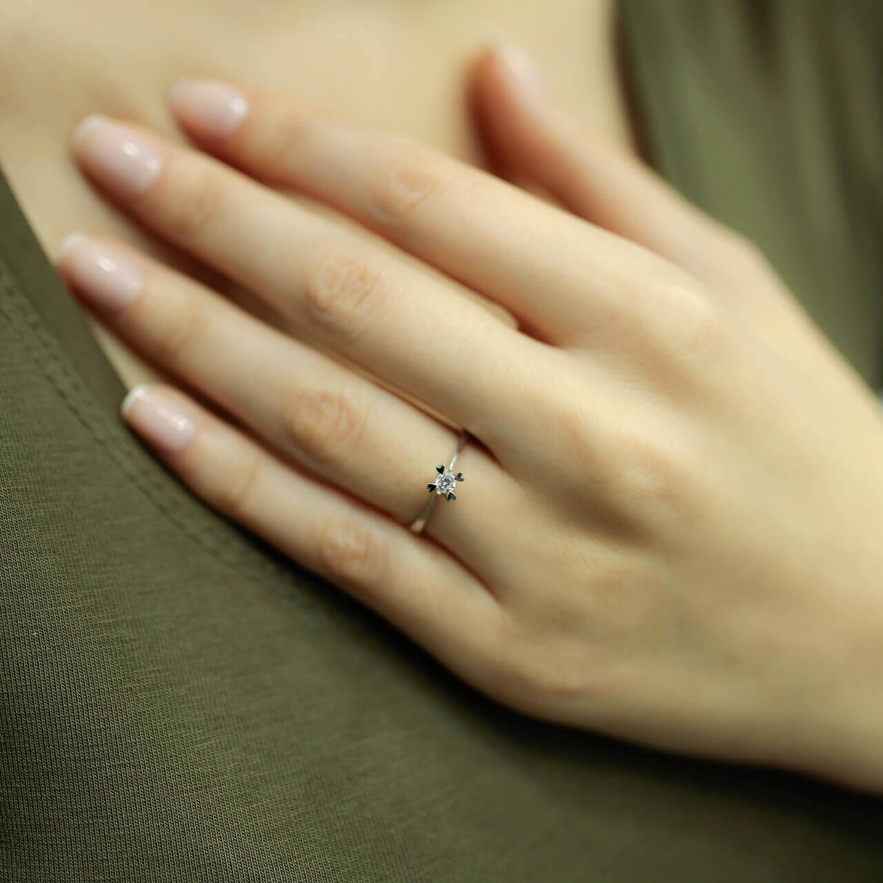 G Color 0.12 Carat Diamond Solitaire Ring