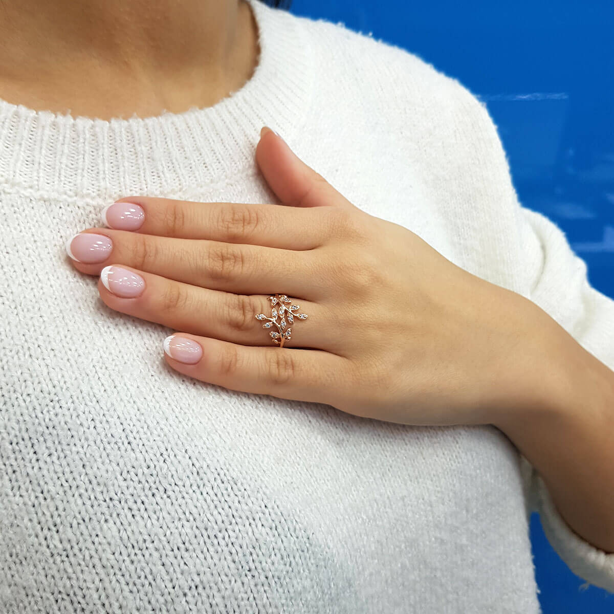 Diamond Large Olive Branch Ring