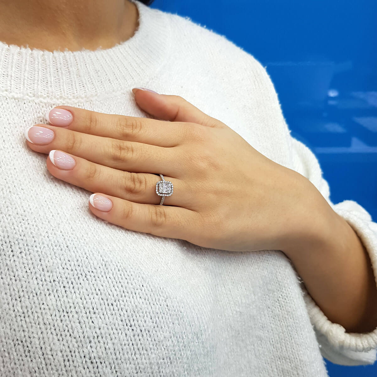 0.42 Carat Baguette and Four-Corner Diamond Ring