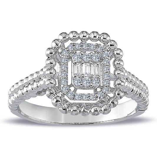 0.21 Carat Baguette Diamond Stud Ring