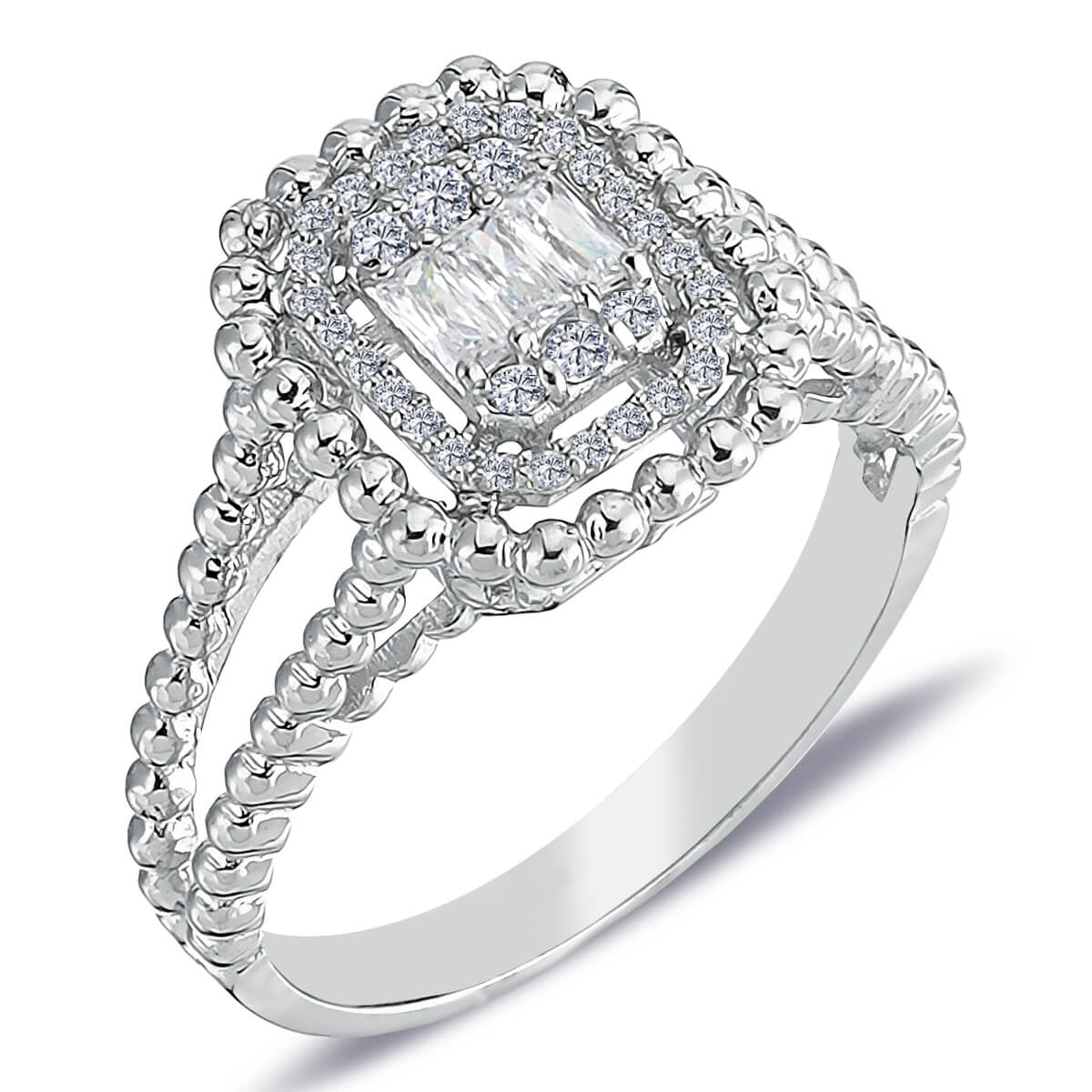 0.32 Carat Baguette Diamond Large Stud Ring