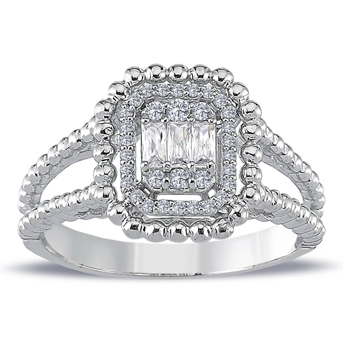 0.32 Carat Baguette Diamond Large Stud Ring