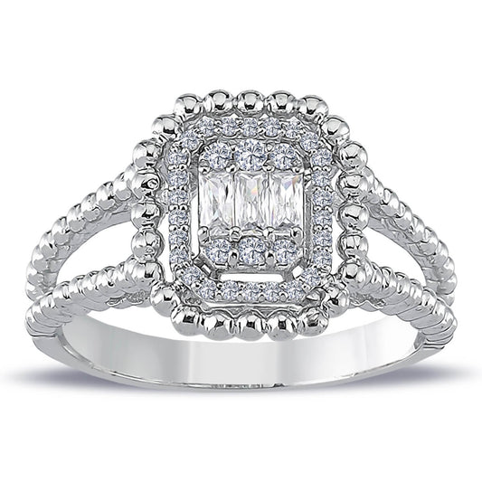 0.32 Carat Baguette Diamond Large Stud Ring
