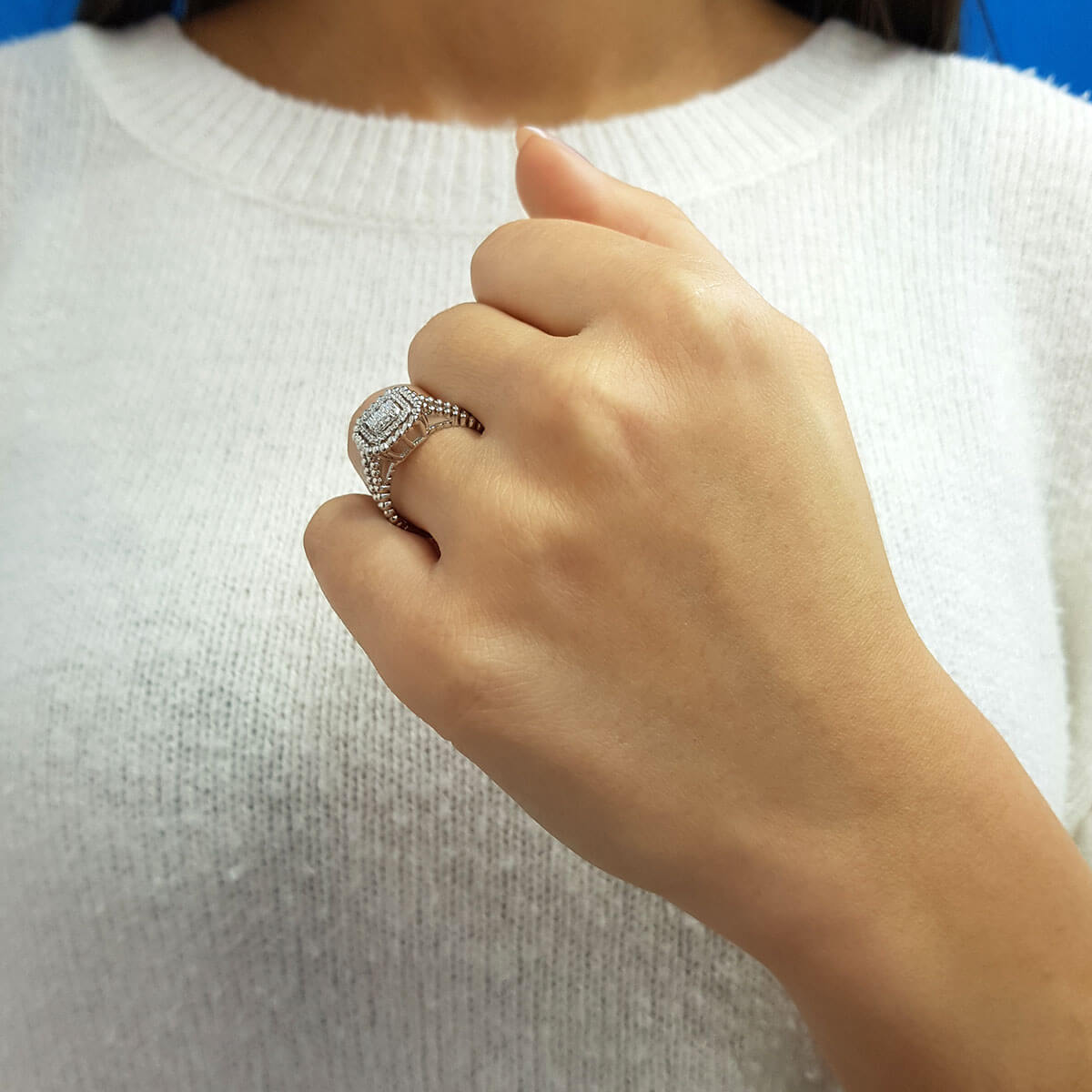 0.32 Carat Baguette Diamond Large Stud Ring