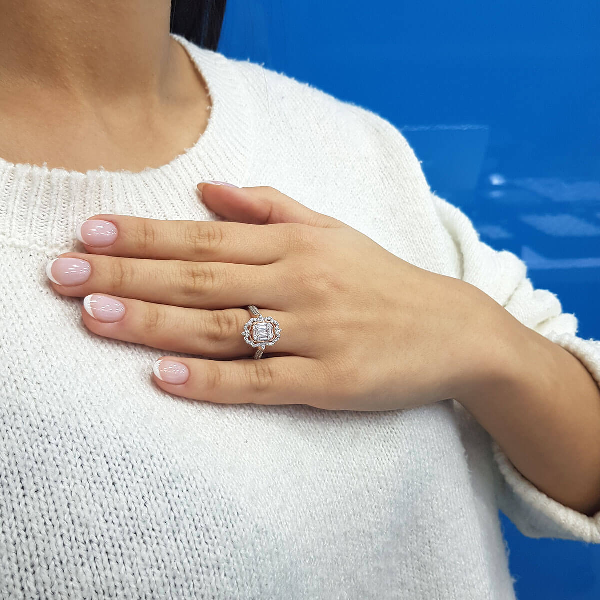 0.70 Carat Baguette and Square Diamond Kalhu Ring