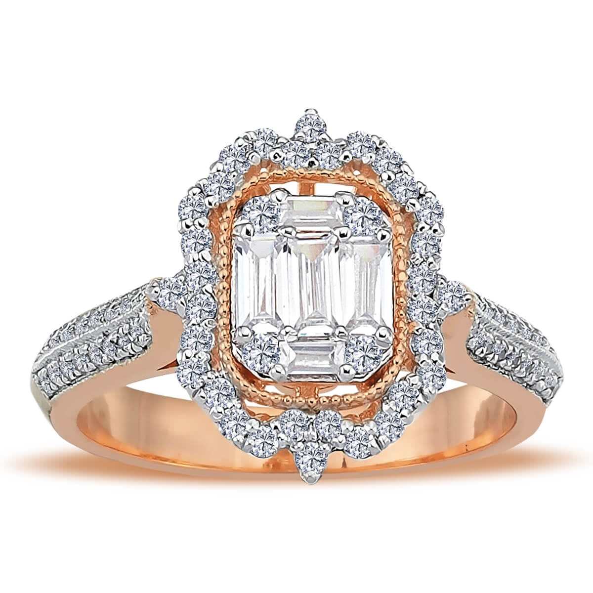 0.70 Carat Baguette and Square Diamond Kalhu Ring