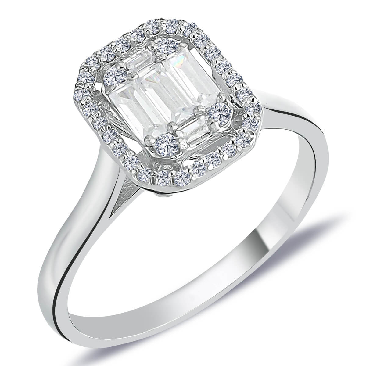 0.39 Carat Baguette and Square Diamond Ring
