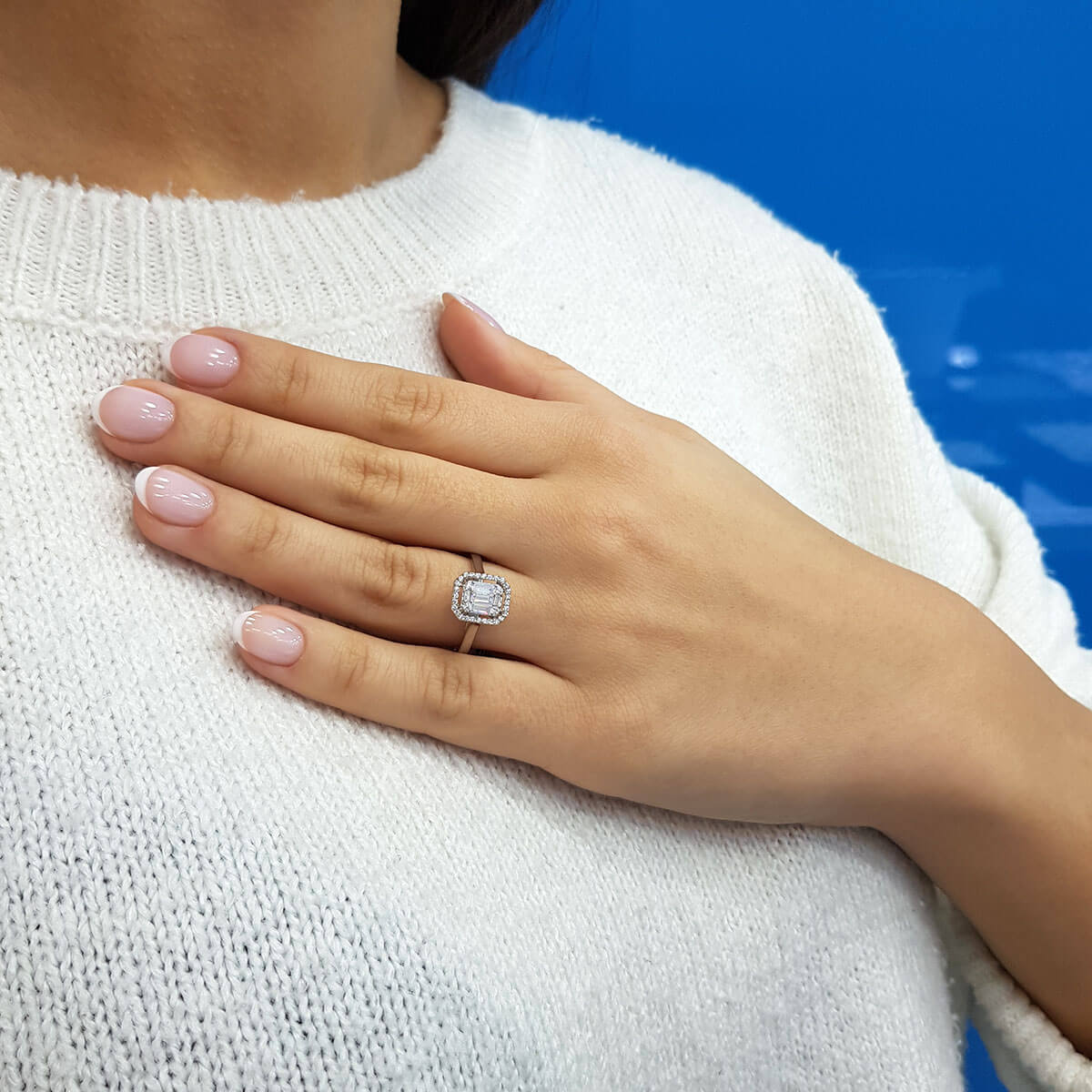 0.39 Carat Baguette and Square Diamond Ring