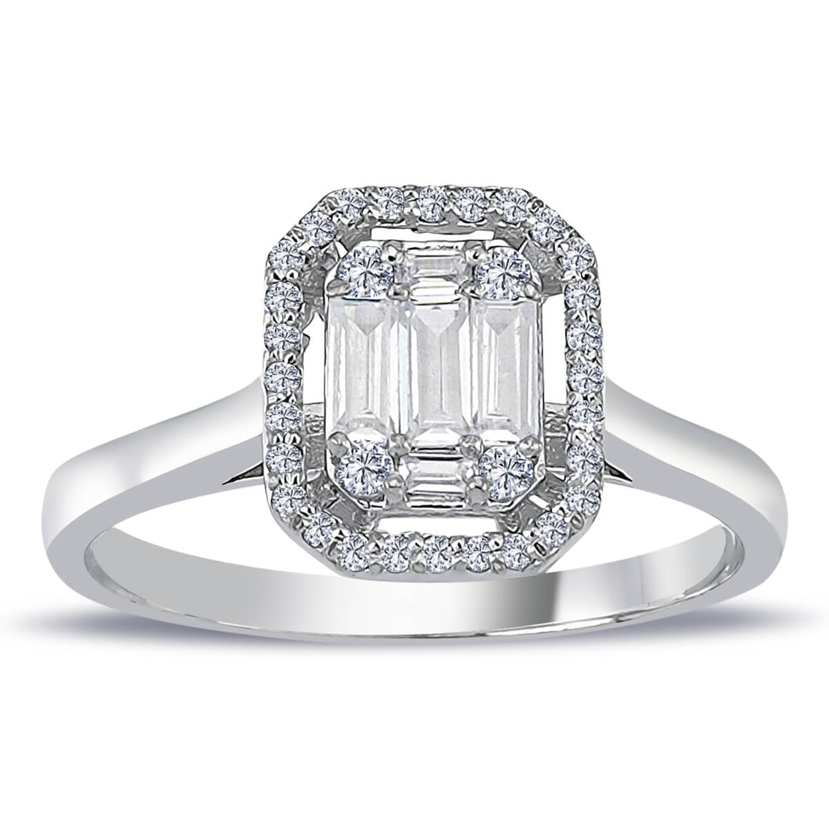 0.39 Carat Baguette and Square Diamond Ring