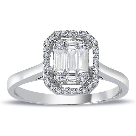 0.39 Carat Baguette and Square Diamond Ring