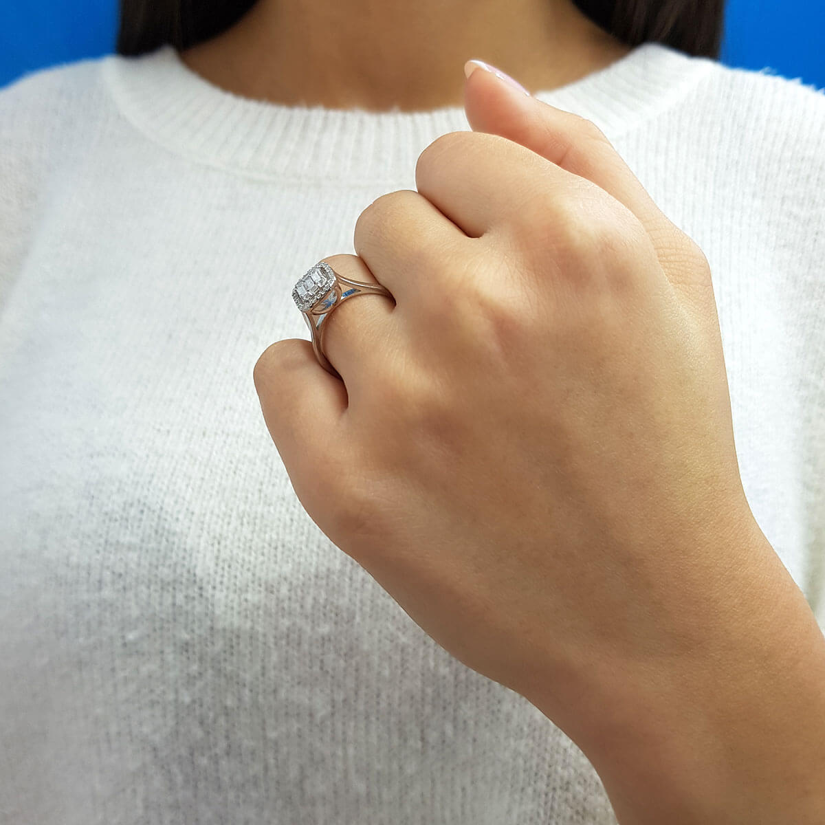 0.39 Carat Baguette and Square Diamond Ring