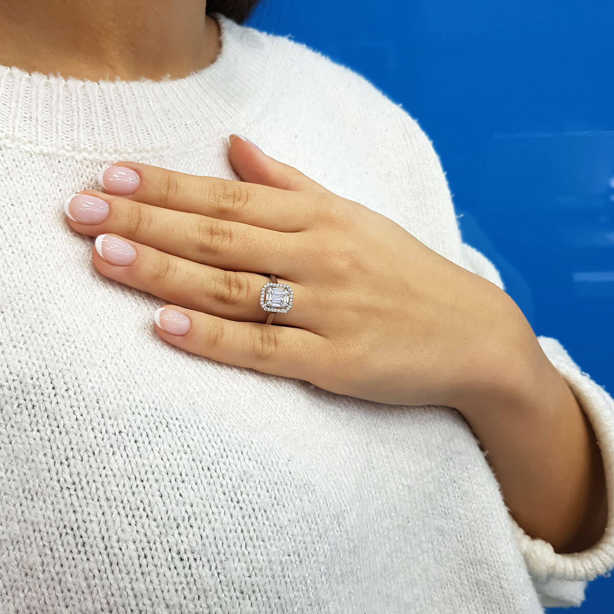 0.57 Carat Baguette and Square Diamond Ring