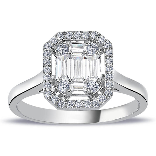 0.57 Carat Baguette and Square Diamond Ring