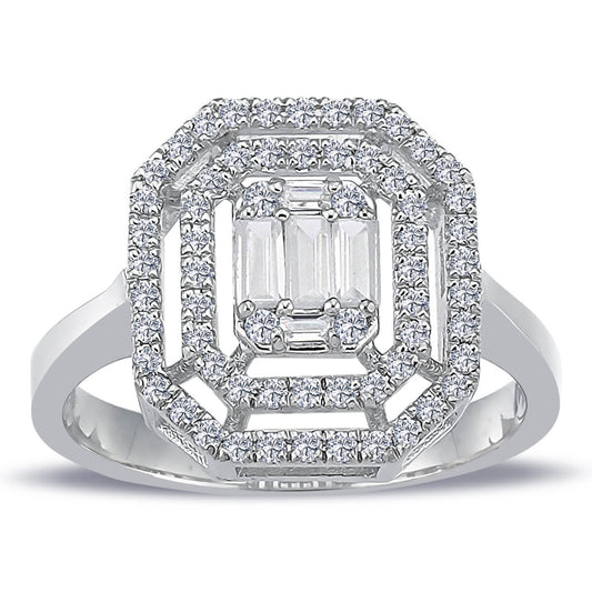 0.58 Carat Baguette and Square Diamond Ring