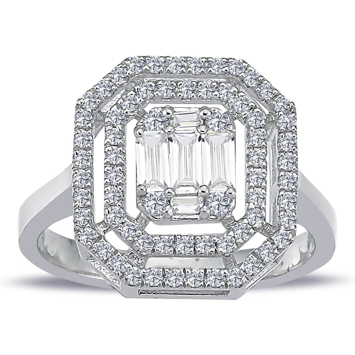 0.80 Carat Baguette and Square Diamond Ring