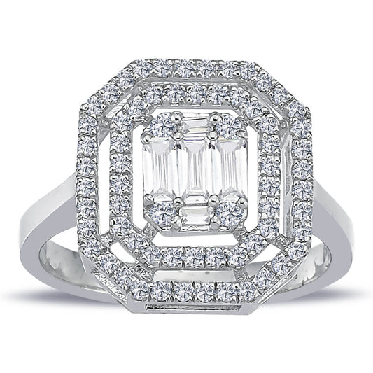 0.80 Carat Baguette and Square Diamond Ring