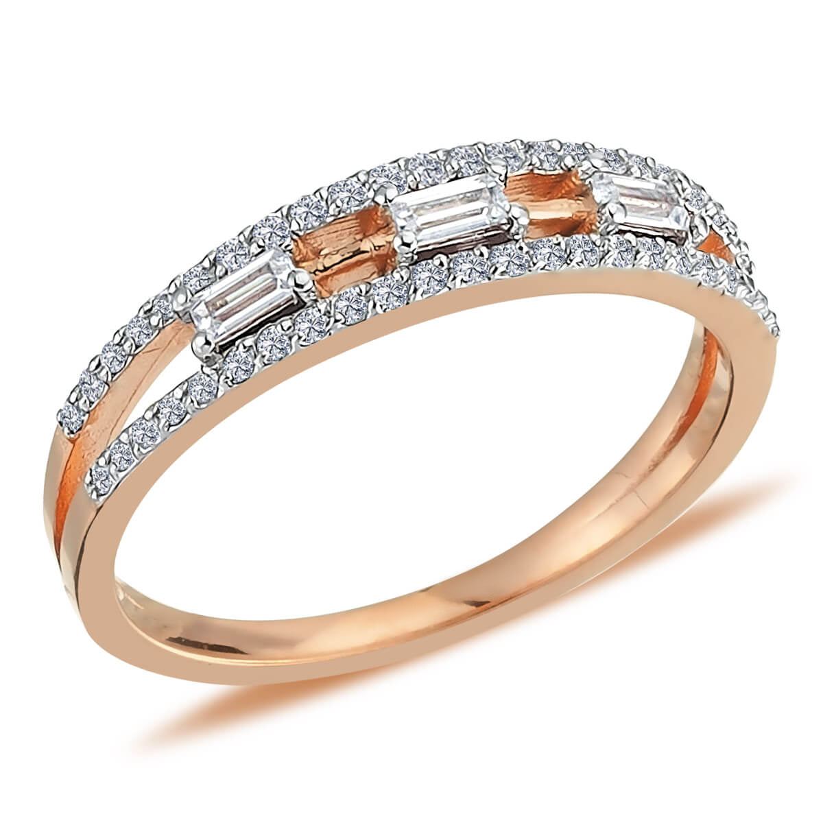 Baguette and Round Diamond Ešnunna Ring