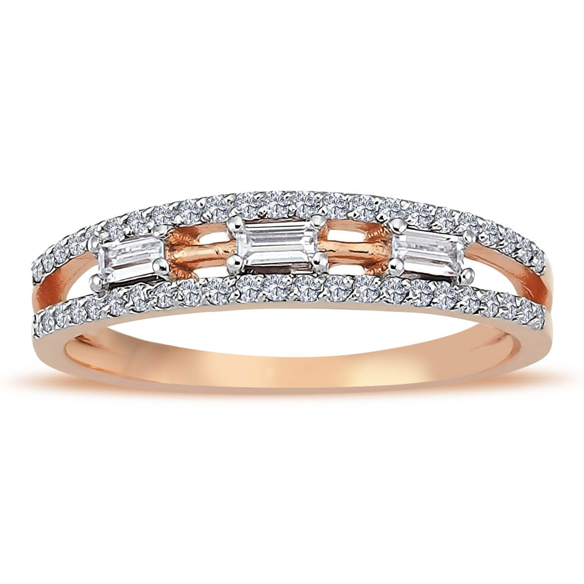 Baguette and Round Diamond Ešnunna Ring