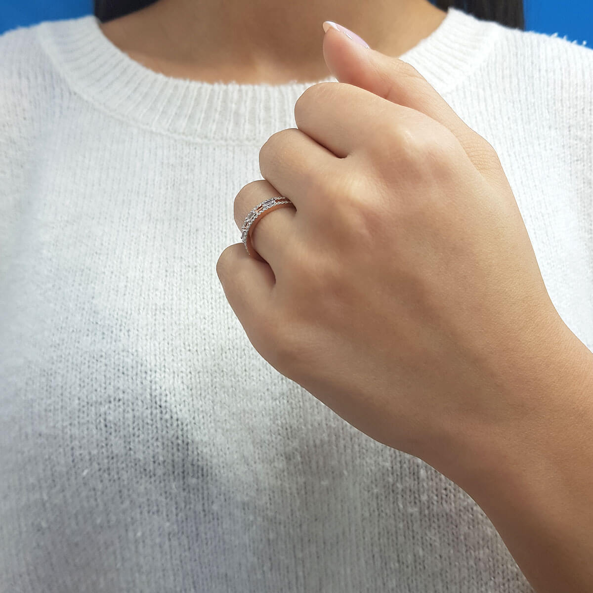 Baguette and Round Diamond Ešnunna Ring