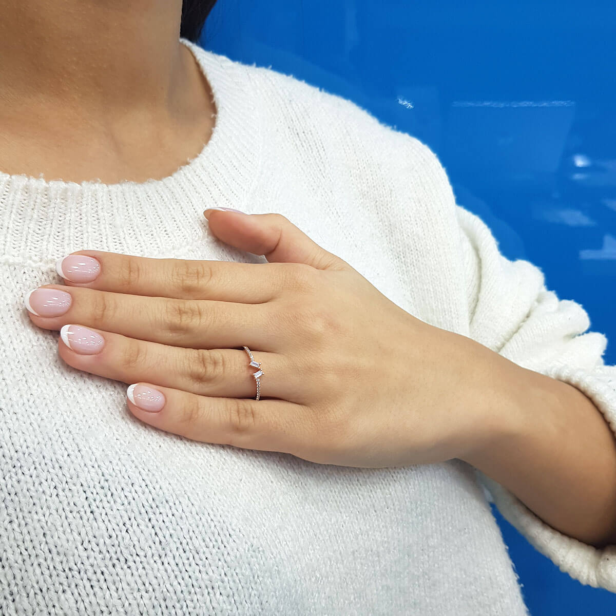 Baguette and Round Diamond Coba Ring