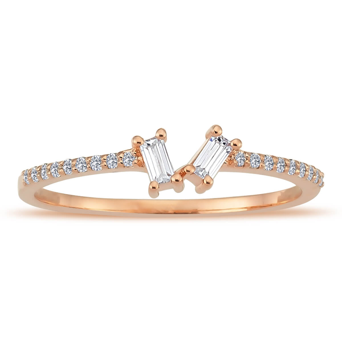 Baguette and Round Diamond Coba Ring