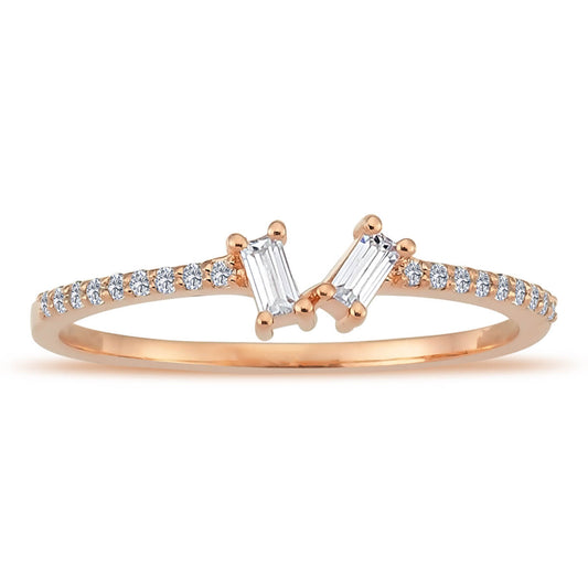 Baguette and Round Diamond Coba Ring