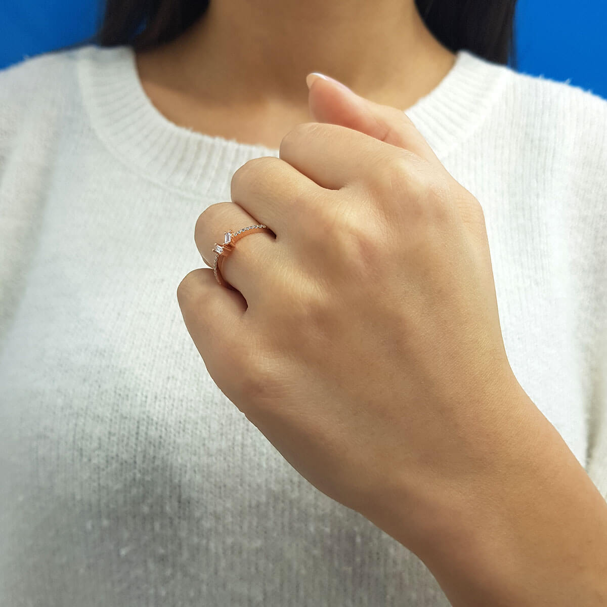 Baguette and Round Diamond Coba Ring