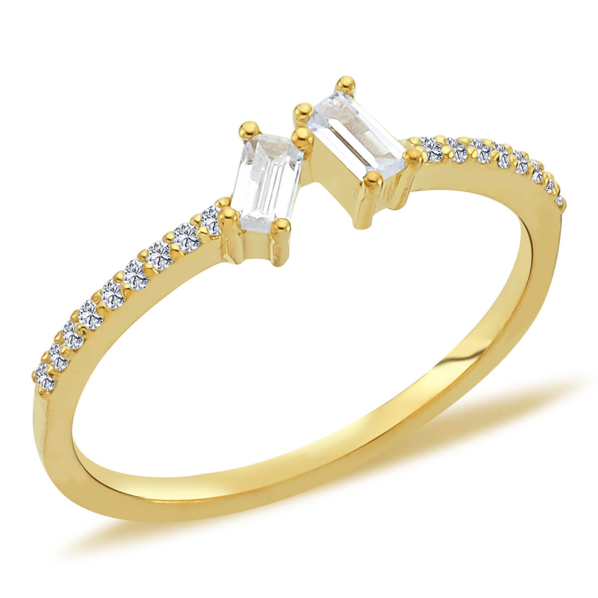 Round and Baguette Diamond Pratru Ring