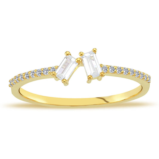 Round and Baguette Diamond Pratru Ring