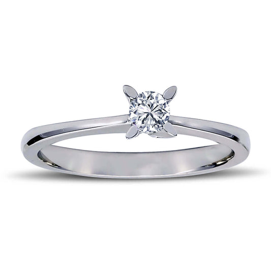 F Color 0.15 Carat Diamond Solitaire Ring