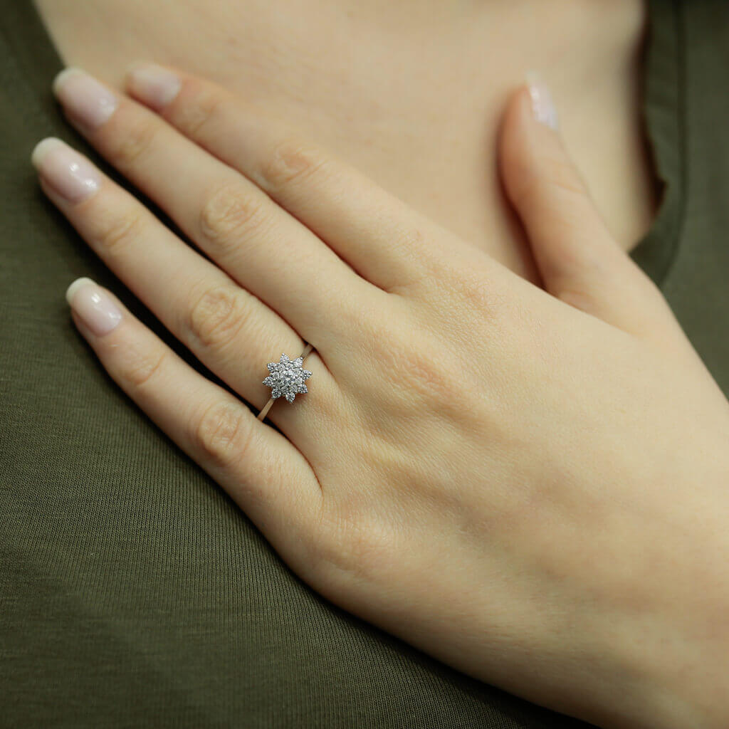 Diamond Big Flower Ring