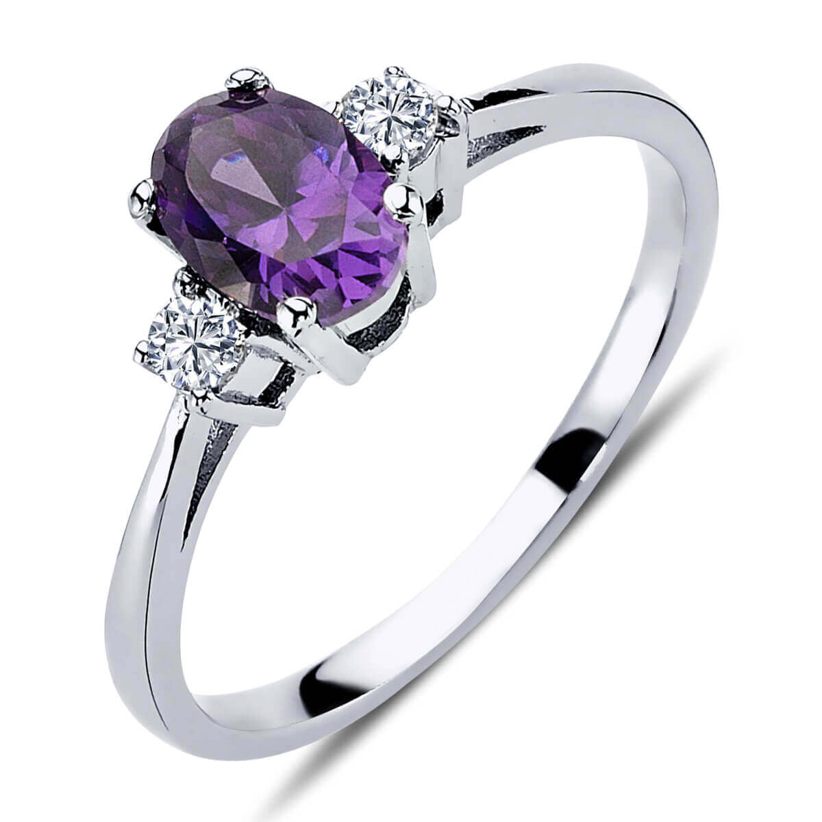 Oval Amethyst Ring with Diamonds