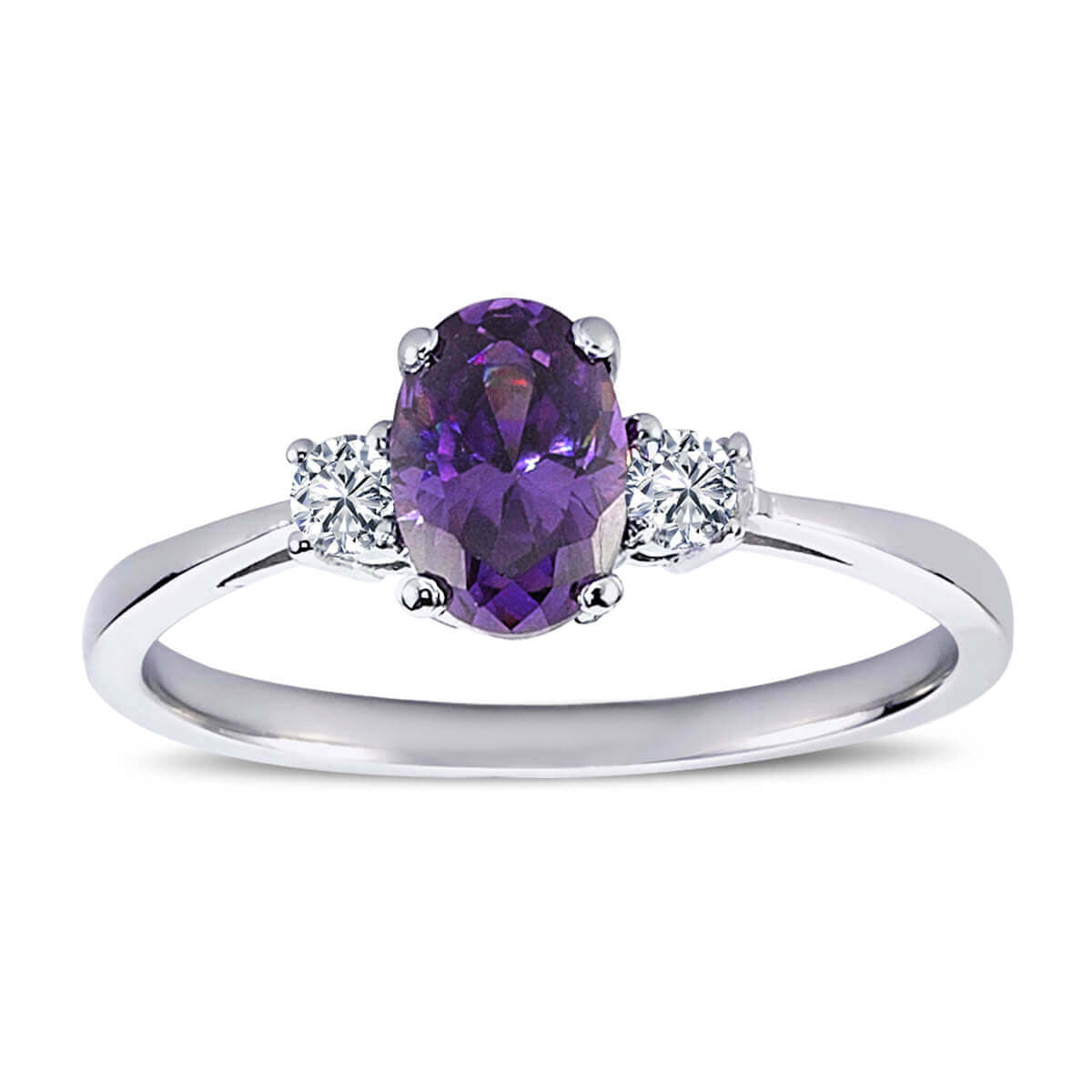 Oval Amethyst Ring with Diamonds
