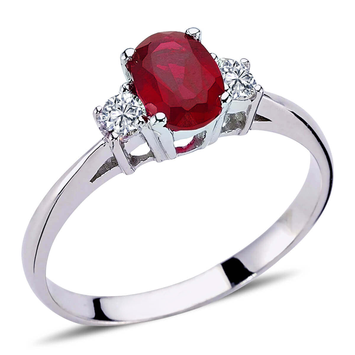 Oval Ruby Ring with Diamonds