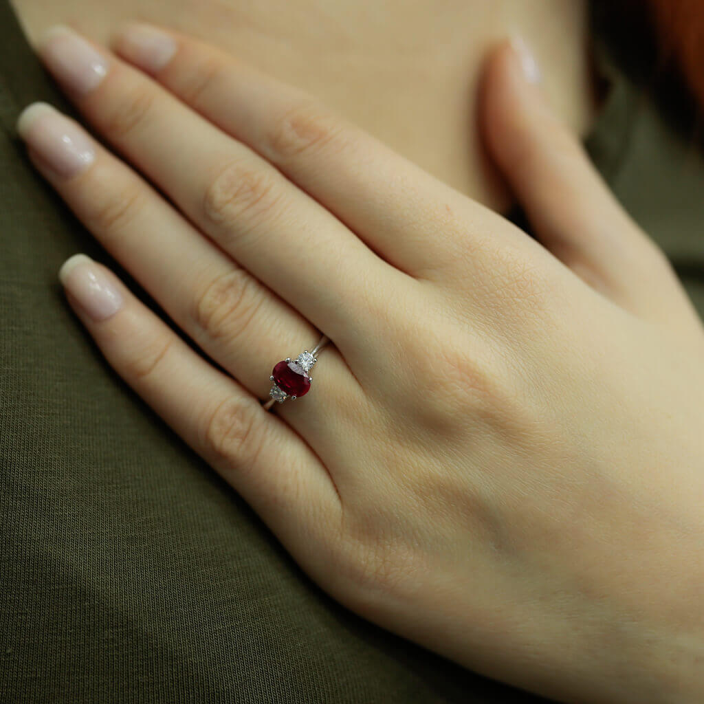 Oval Ruby Ring with Diamonds