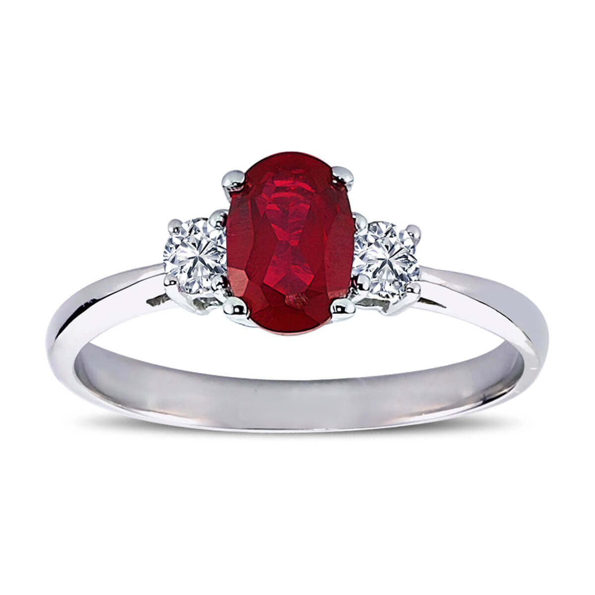 Oval Ruby Ring with Diamonds