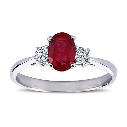 Oval Ruby Ring with Diamonds
