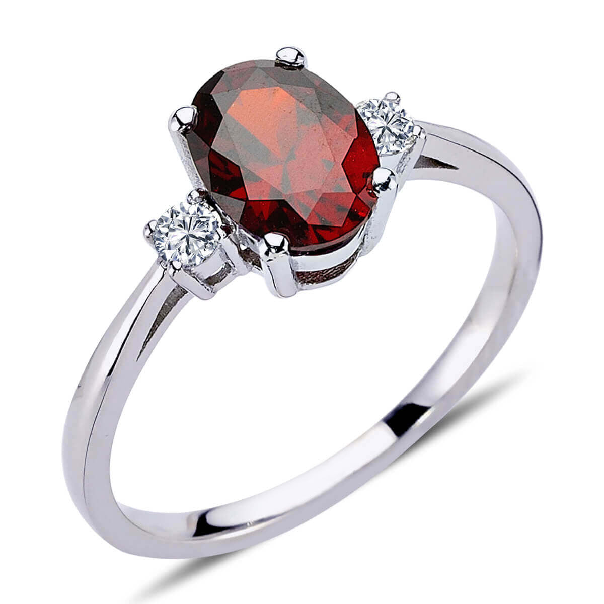 Diamond Oval Garnet Ring