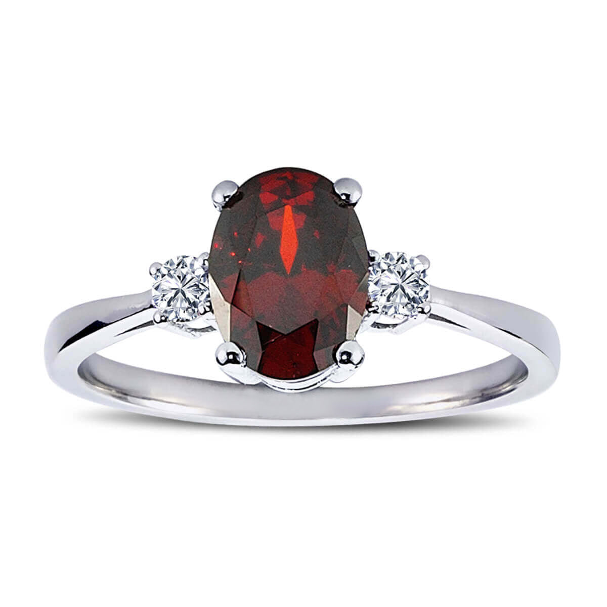 Diamond Oval Garnet Ring