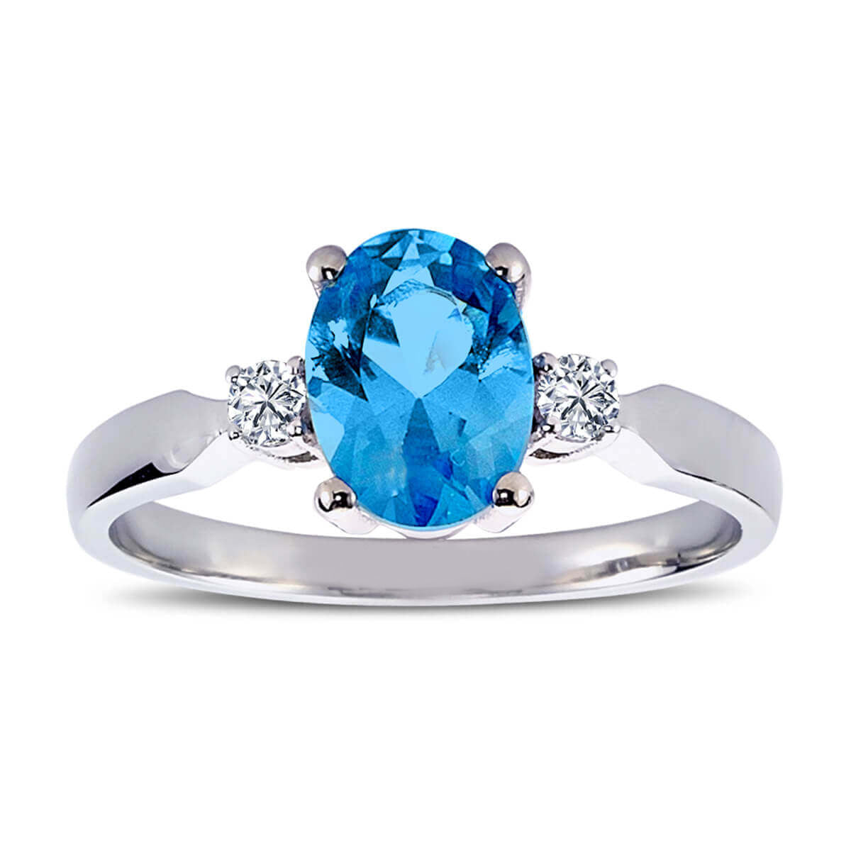 Oval Blue Topaz Ring with Diamonds
