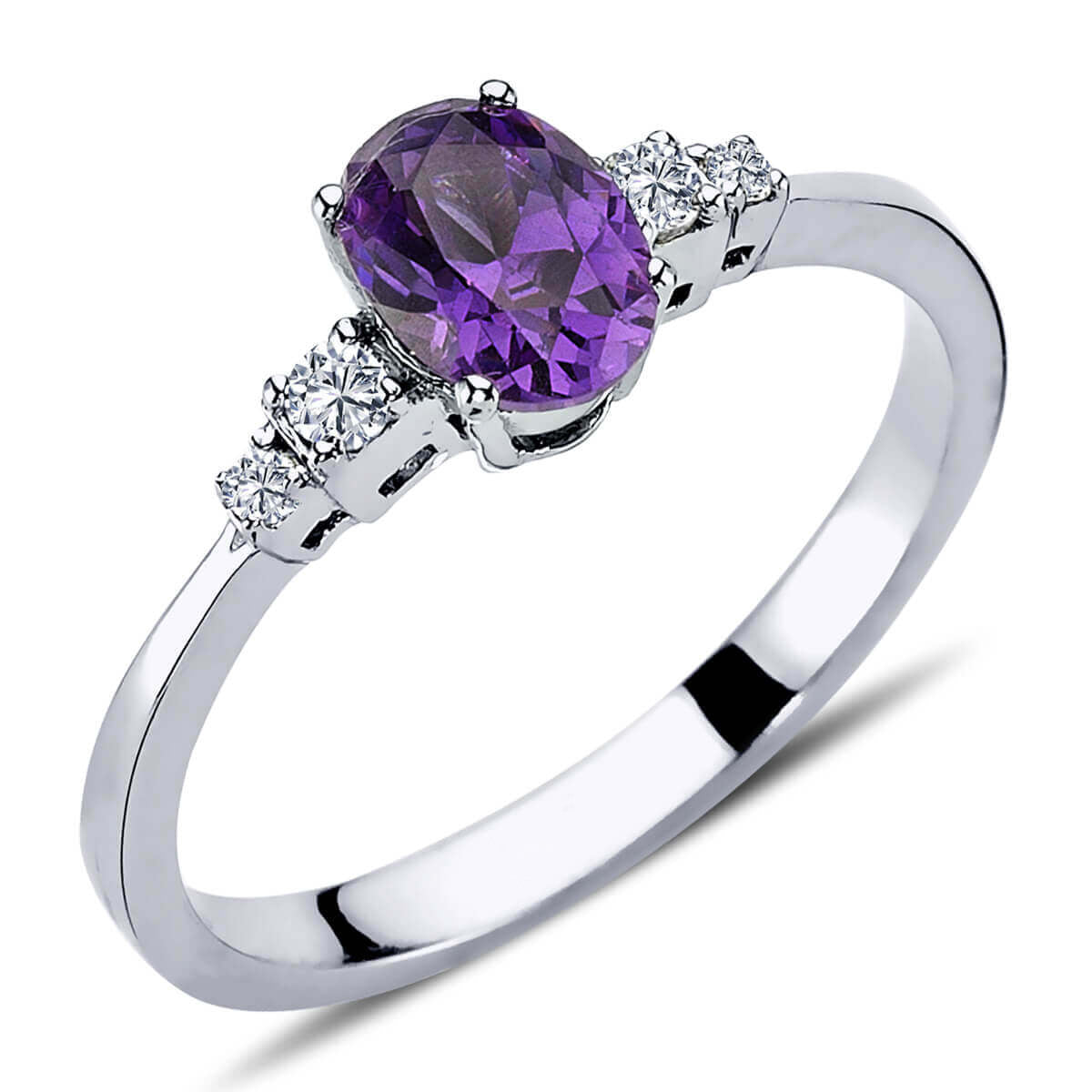 Oval Amethyst Ring with Diamonds