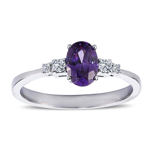 Oval Amethyst Ring with Diamonds