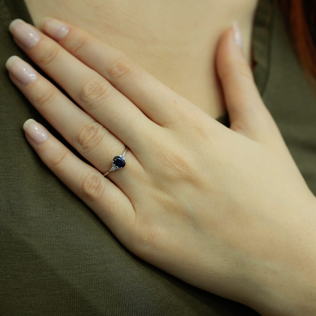 Diamond Oval Sapphire Ring