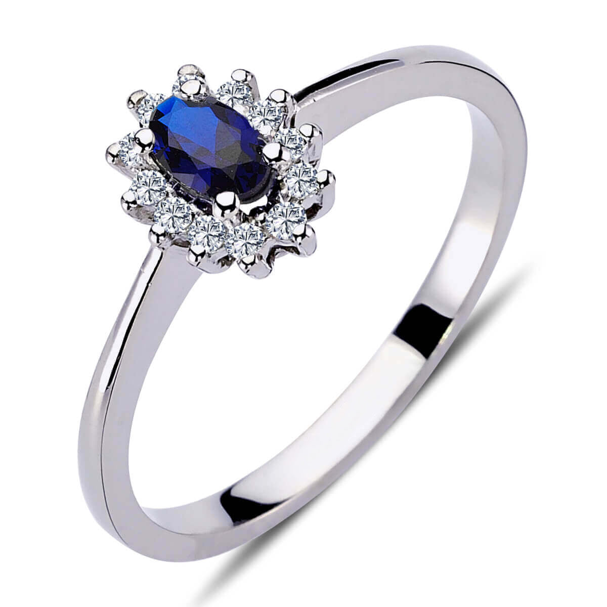 Oval Sapphire Tournament Ring with Diamonds