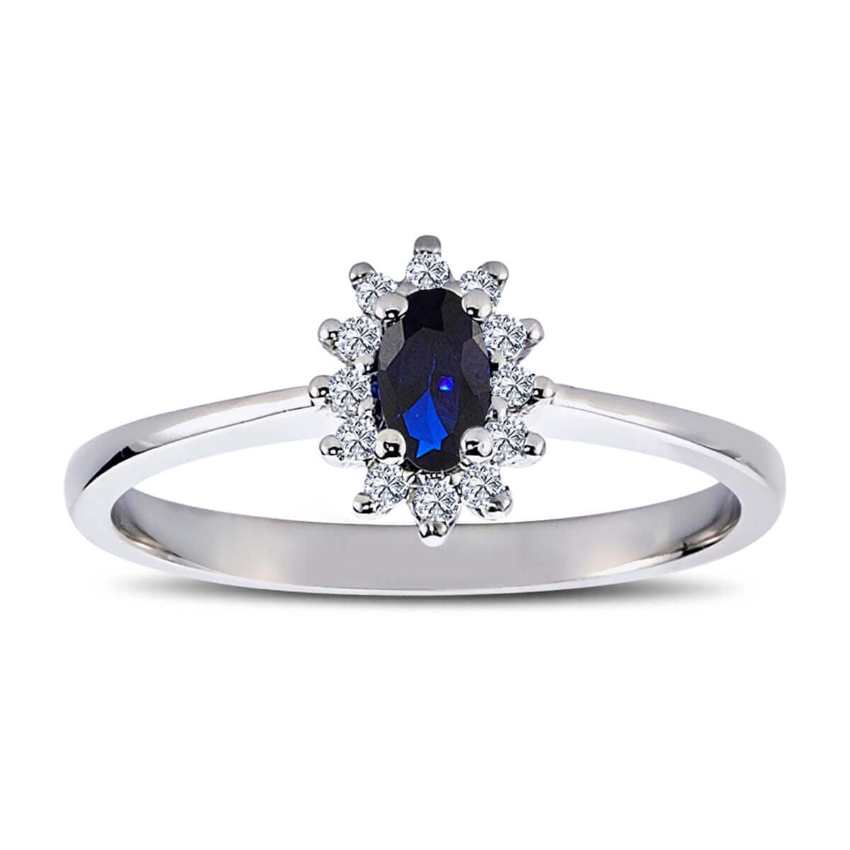 Oval Sapphire Tournament Ring with Diamonds
